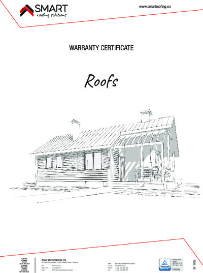 WARRANTY CERTIFICATE SMART ROOFS & ACCESSORIES